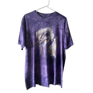 Purple Tie Dye Vintage Look OSTRICH Tee Shirt Size Large Great Condition